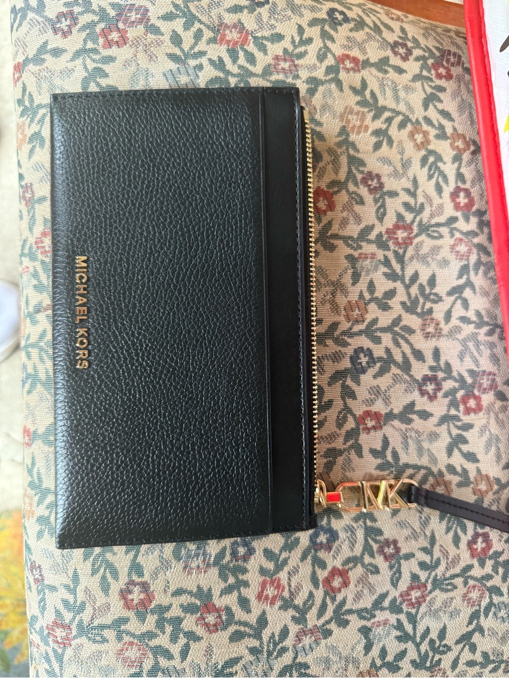 Michael Kors Black Empire Leather Large Card Holder with Gold Hardware